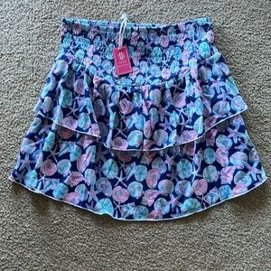 NWT Simply Southern Seashell Sand Dollar Tiered Ruffle Skirt Large